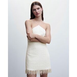 Elegant Cream Halter Dress